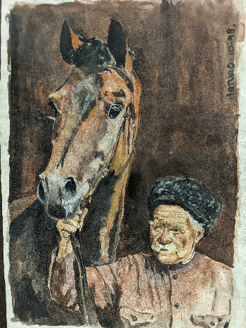 FOUNDATIONS (1998&ndash;2013) - Old Man and Horse | Arturo Hern&aacute;ndez Santodomingo | Painting | Safe Creative