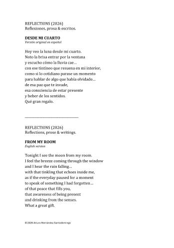 REFLECTIONS (2026) - DESDE MI CUARTO / FROM MY ROOM | Arturo Hern&aacute;ndez Santodomingo | Poesía | Safe Creative