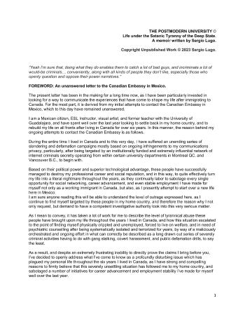 The Postmodern University: Life under the Satanic Tyranny of the Deep State (intro/sample chapters)