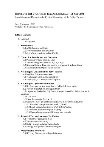 THEORY OF THE CYCLIC SELF-REGENERATING ACTIVE VACUUM