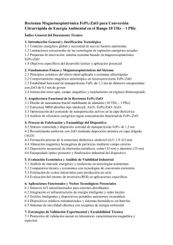 Rectenna Magnetoespintrónica FePt₃/ZnO para Conversión Ultrarápida de Energía Ambiental en el Rango 10 THz – 1 PHz
