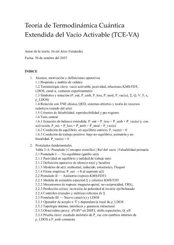 Teoría de Termodinámica Cuántica Extendida del Vacío Activable (TCE-VA)