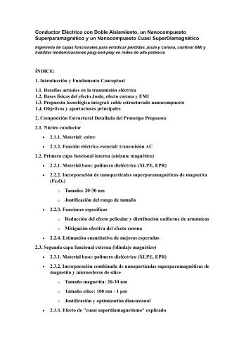 Conductor Eléctrico con Doble Aislamiento, un Nanocompuesto  Superparamagnético y un Nanocompuesto Cuasi SuperDiamagnético