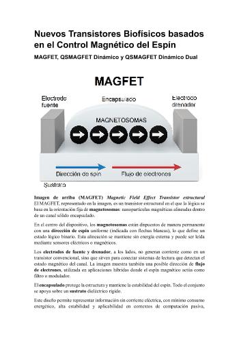 Nuevos Transistores Biofísicos basados  en el Control Magnético del Espín:  MAGFET, QSMAGFET Dinámico y QSMAGFET Dinámico Dual